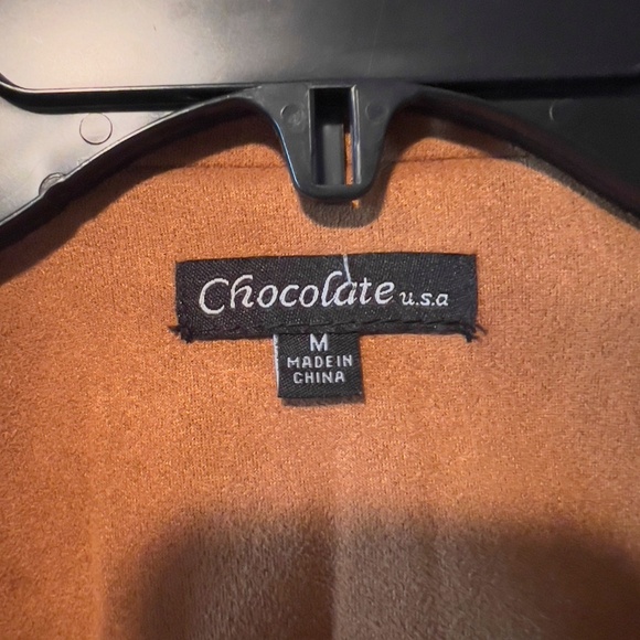 Chic Caramel Suede-Feel Open Front Jacket - Size Medium! - Picture 3 of 8